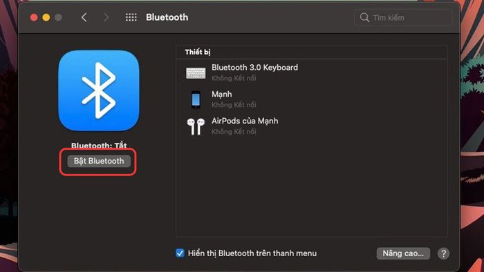Cài đặt máy in cho MacBook qua Bluetooth - Bước 2